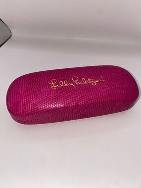 Lilly Pulitzer Hot Pink Textured Sunglasses Case with Gold Logo